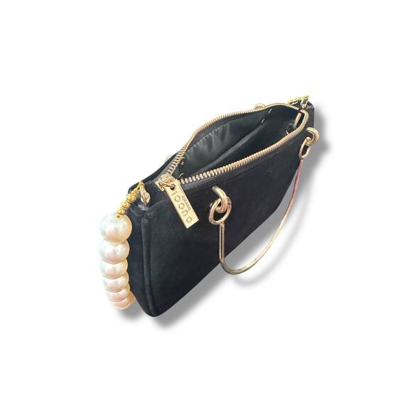 Gucci Beauty Black Velvet Cosmetic Pouch With Gold Bee Crossbody Handbag Purse - Picture 4 of 6